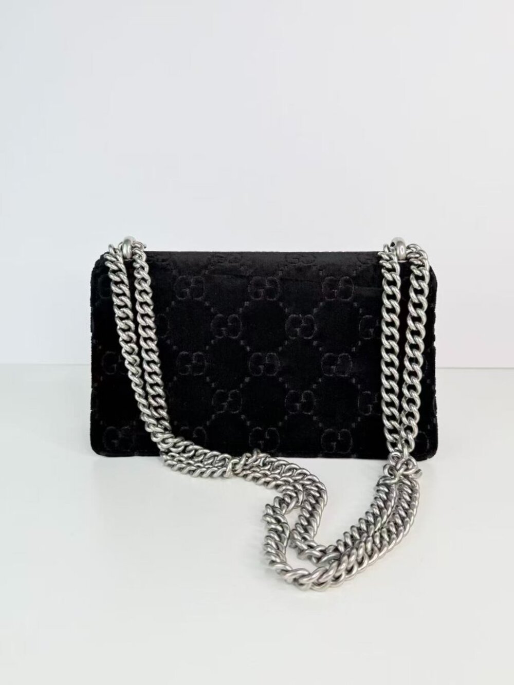 Gucci Dionysus Small GG Velvet Crystal Tiger Head Chain Black Shoulder Bag - Picture 9 of 12